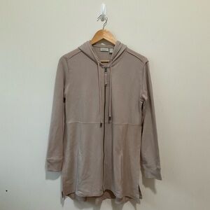 Logo Lounge Sweater Hoodie Womens XS Tan Long Sleeves Zippered